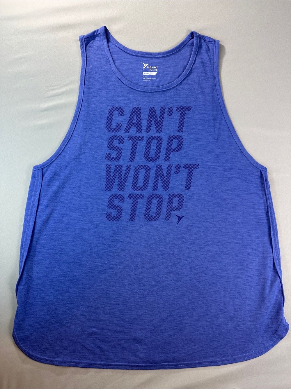 Old Navy Women’s Tank Top XL Periwinkle Blue 'Can't Stop Won't Stop' Graphic